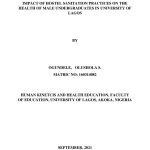 Impact of Hostel Sanitation Practices and its Effects on Health Among Male Undergraduates in University of Lagos