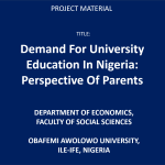 Demand For University Education In Nigeria: Perspective Of Parents