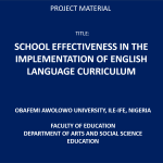 School Effectiveness in the Implementation of English Language Curriculum