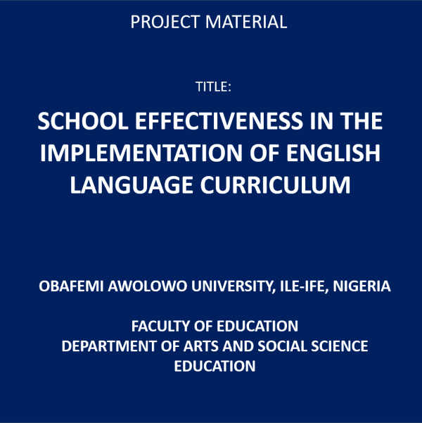School Effectiveness in the Implementation of English Language Curriculum