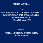 Effects of Electoral Violence on Political Participation, A Case of Wukari Local Government, Taraba State