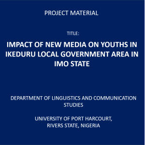 Impact of New Media on Youths in Ikeduru Local Government Area in Imo State