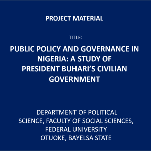 Public Policy and Governance in Nigeria: A study of President Buhari's civilian regime