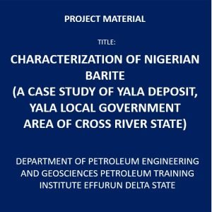 Characterization Of Nigerian Barite