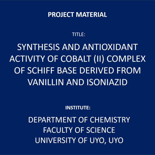 SYNTHESIS AND ANTIOXIDANT ACTIVITY OF COBALT (II) COMPLEX OF SCHIFF BASE DERIVED FROM VANILLIN AND ISONIAZID