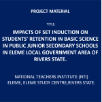 Impact of Set Induction on the Teaching Of Basic Science in Public Junior Secondary Schools