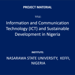 Information and Communication Technology (ICT) and Sustainable Development in Nigeria