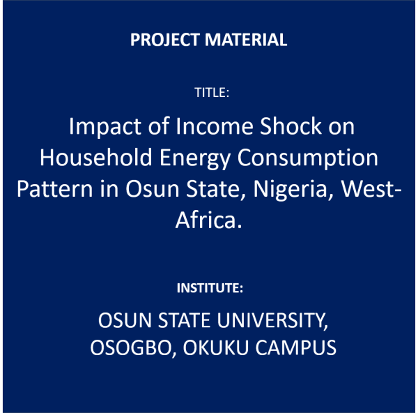 Impact of Income Shock on Household Energy Consumption Pattern in Osun State, Nigeria, West-Africa.