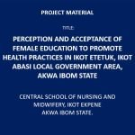 Perception and Acceptance of Female Education to Promote Health Practices