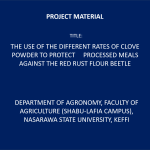 DEPARTMENT OF AGRONOMY, FACULTY OF AGRICULTURE (SHABU-LAFIA CAMPUS), NASARAWA STATE UNIVERSITY, KEFFI