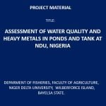 Assessment of Water Quality and Heavy Metals in Ponds and Tank at Ndu, Nigeria