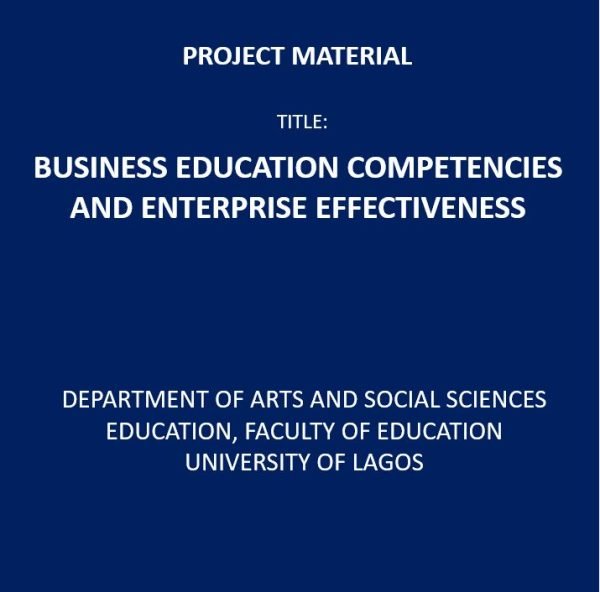 Business Education Competencies and Enterprise Effectiveness