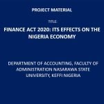 Finance Act 2020: Its Effects on the Nigeria Economy