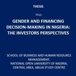 Gender and Financing Decision-Making in Nigeria: The Investors Perspectives