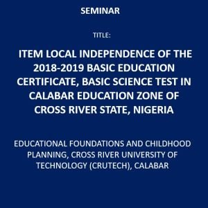 Item Local Independence of the 2018-2019 Basic Education Certificate, Basic Science Test