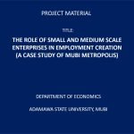 THE ROLE OF SMALL AND MEDIUM SCALE ENTERPRISES IN EMPLOYMENT CREATION
