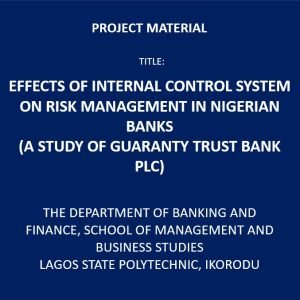 Effects of Internal Control System on Risk Management in Nigerian Banks