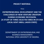 Entrepreneurial Development and the Challenges of New Venture Creation During Economic Recession
