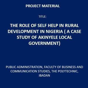 The Role of Self help in Rural Development in Nigeria