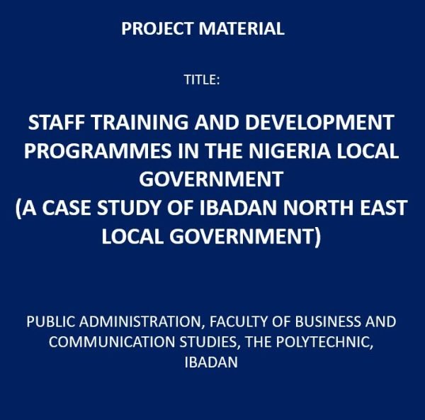 Staff Training and Development Programmes in the Nigeria Local Government