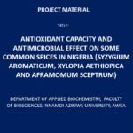 Antioxidant Capacity and Antimicrobial Effect on Some Common Spices in Nigeria